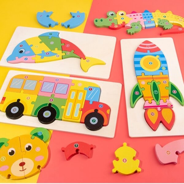 Children's wooden three-dimensional jigsaw puzzle