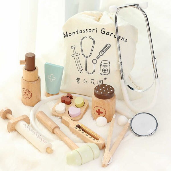 Children's Solid Wood Play House Simulation Doctor Nurse Stethoscope Toy Suit