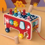 Montessori Toddlers Kids Wooden Pounding Bench Animal Bus Toys Early Educational Set Gifts For Children Toy Musical Instrument - Image 2